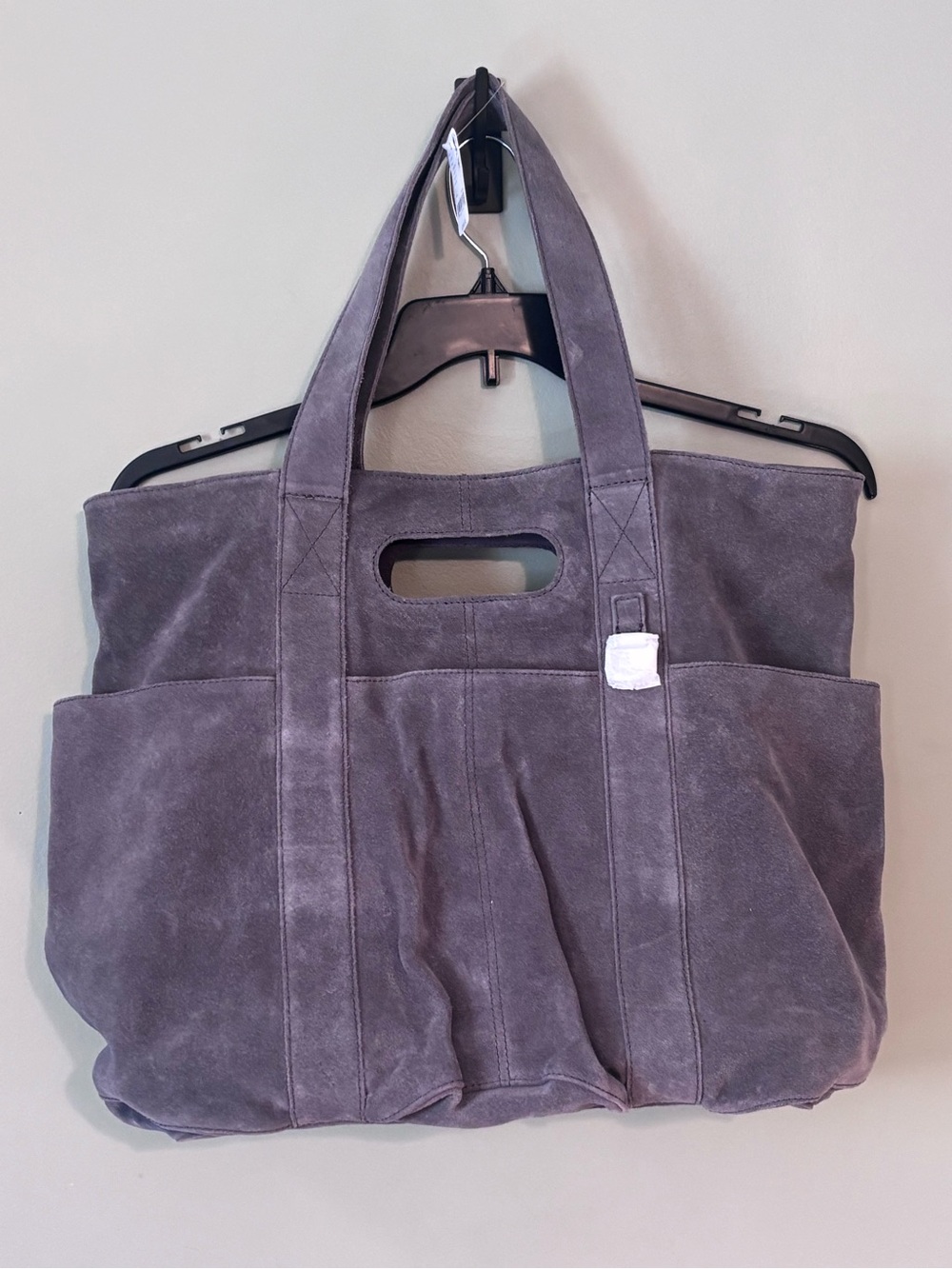 Free People Suede Caravan Tote Bag in Charcoal Gray NWT